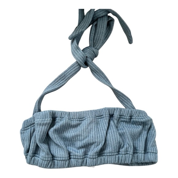 WeWoreWhat Halter Bra Top in Storm Size Medium, ribbed knit fabric & elastic - Picture 6 of 10